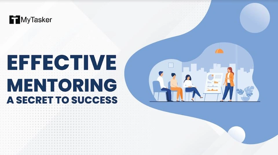 Mentorship and success illustration showing mentor and mentee interaction
